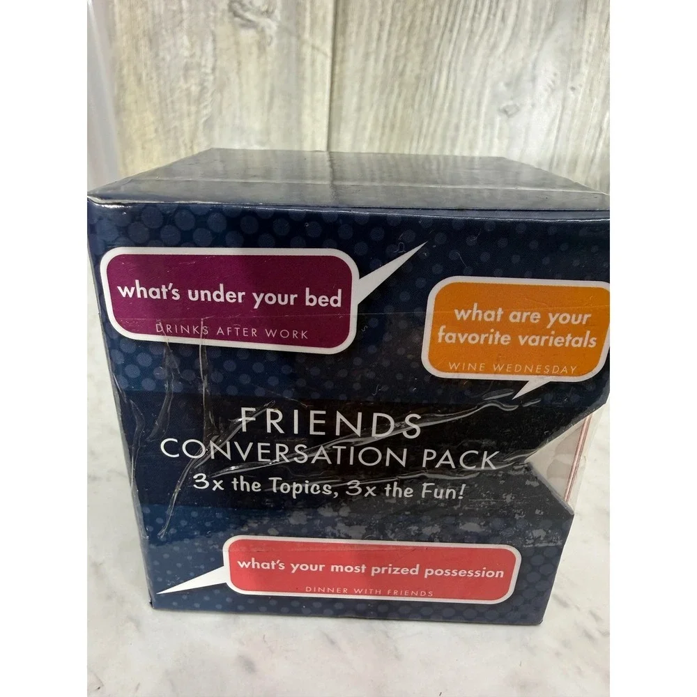TableTopics Friends Conversation Pack 3-In-1 To Go Set Dinner Drinks Wine NEW